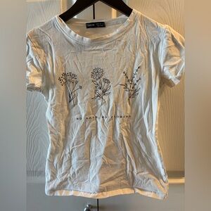 SHEIN White Floral Graphic Tee